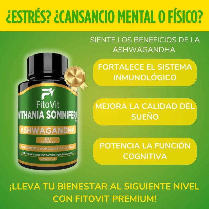 Ashwagandha Organica Y Pura 500mg Por Capsula Fitovit Original - Imagen 9