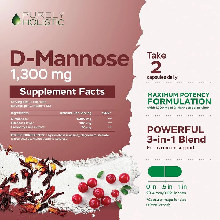 Cápsulas D Mannose 1300 Mg 3 En 1 Con Arándano E Hibisco 240 - Imagen 3