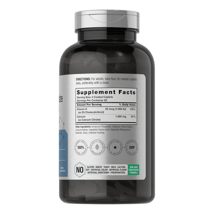 Cápsulas De Citrato De Calcio Con Vitamina D3 1260 Mg 1000 U - Imagen 2