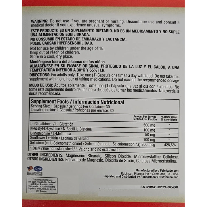 L - Glutation 500mg X30 Cap Ha Ninguno - Imagen 4