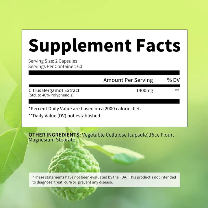 Bergamota Cítrica Orgánica 1400 Mg 120 Cápsulas Aceite Esenc - Imagen 7