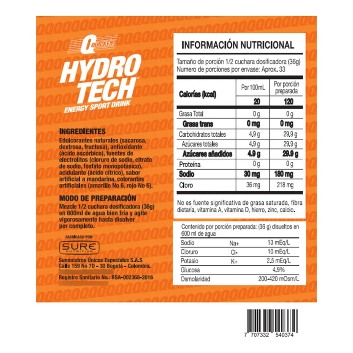 Hidratante Energética Hydrotech Mandarina 1200g Shaker Whey - Imagen 7