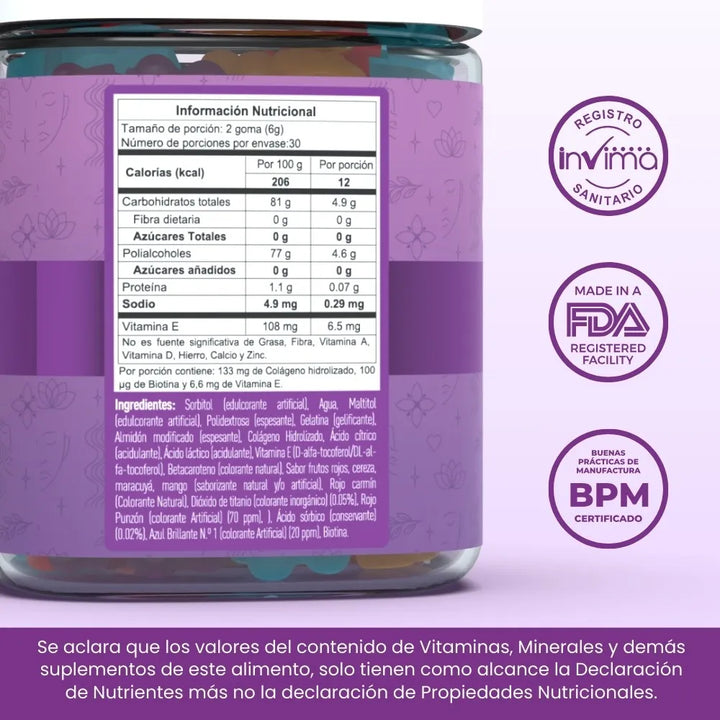 The Gummy Box Hair Vitamins Colageno Hidrolizado + Biotina Frutos Rojos - Imagen 6