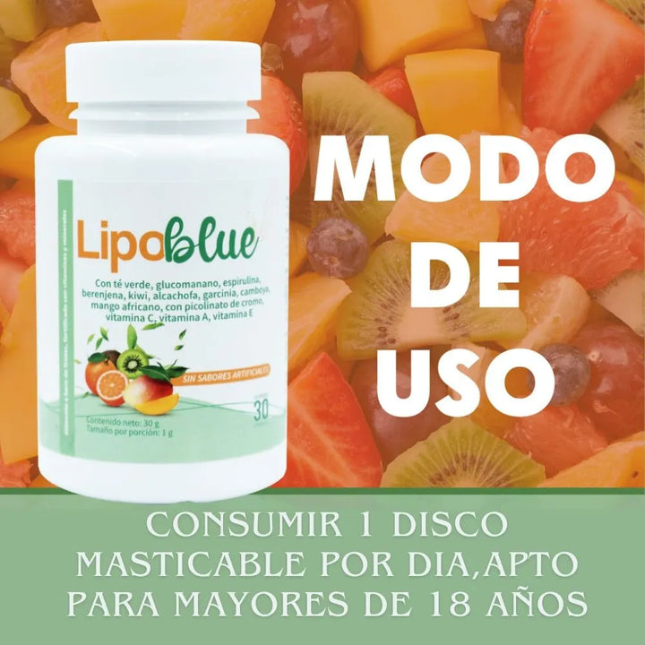 Lipo Blue Adelgazante Quemador Grasa Natural Control Apetito Energético Pierde Tallas Sin Sabor Artificial - Imagen 3