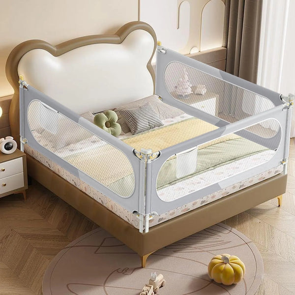 Riel De Cama Infantil Ajustable Con Bloqueo De Seguridad Doble Altura 30 Niveles