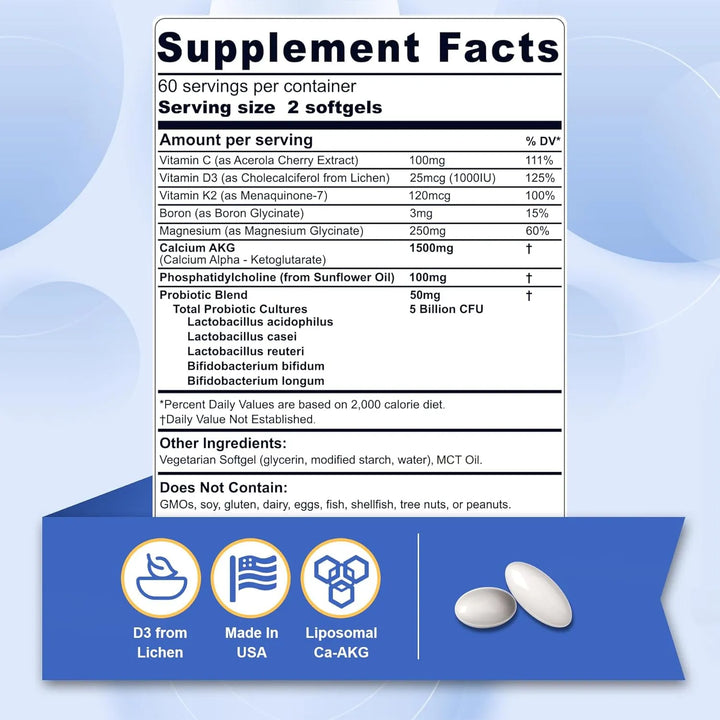 Calcio Liposomal 1500 Mg Con Cápsulas Blandas De Vitamina D3 - Imagen 2