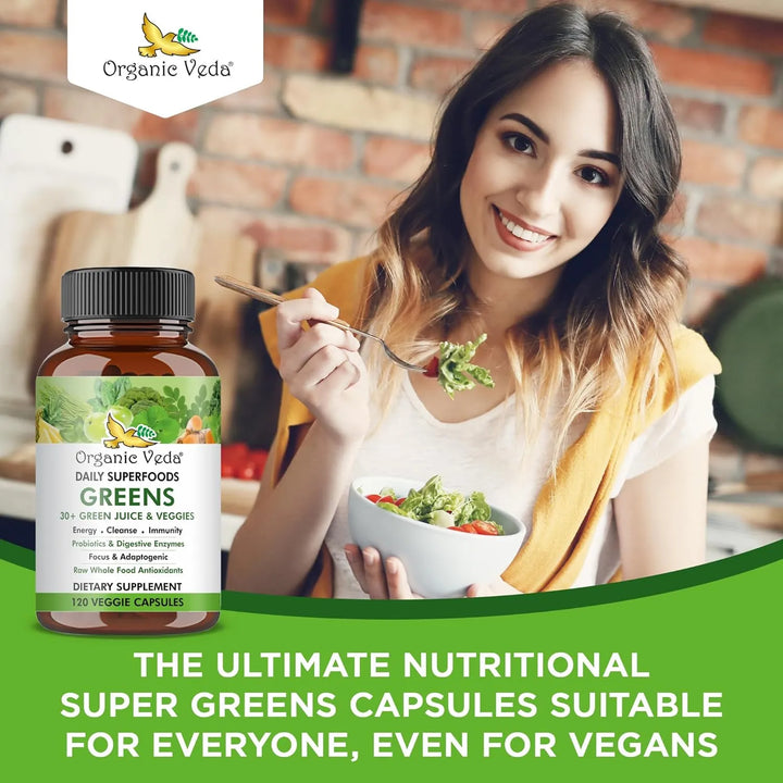 Cápsulas Orgánicas Super Greens 8 En 1 Con Moringa Té Verde - Imagen 8