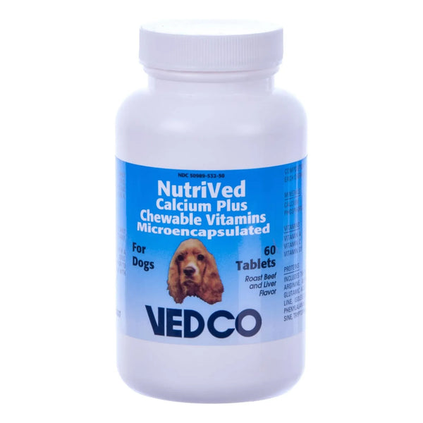 Tabletas Masticables De Calcio Y Vitaminas Para Perros 60 Unidades Sabor Carne