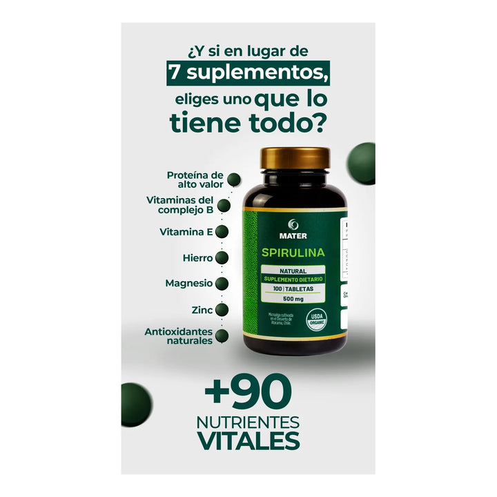 Espirulina Premium En Tabletas 100 Unidades - Imagen 2