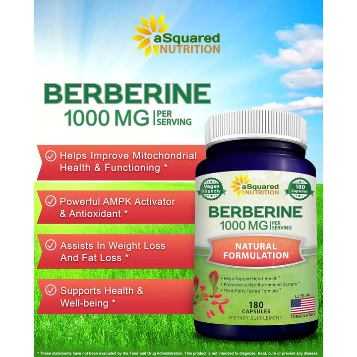 Berberina Pura 1000 Mg 180 Cápsulas Vegetales Clorhidrato Na - Imagen 2