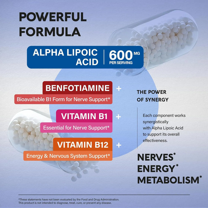 Ácido Alfa Lipoico 600 Mg Antioxidante Apoyo Nervioso Energí - Imagen 4