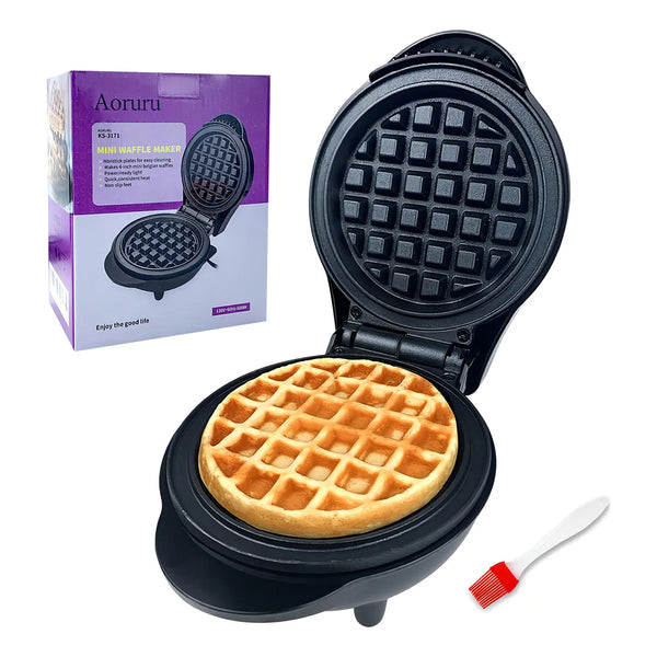 Aoruru Mini Waffle Maker Plancha Eléctrica Para Gofres Caseros Perfectos