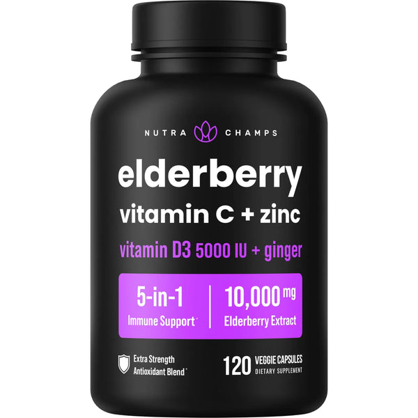 Cápsulas De Saúco 10000 Mg Con Zinc Vitamina C Vitamina D3 5 - Imagen 1