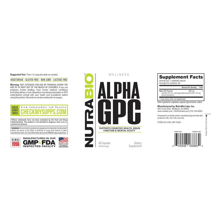 Alpha Gpc 300 Mg Soporte Cerebral Y Mejora De Memoria 60 Cáp - Imagen 3