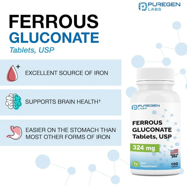 Gluconato De Hierro 324 Mg Alta Potencia Suave Para Estómago - Imagen 3