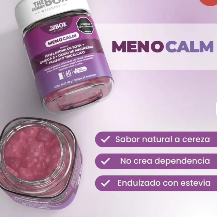 Gomitas Menocalm The Gummy Box X60 Con Isoflavonas De Soya Omega 3 Magnesio Y Calcio Bienestar Femenino Sin Azúcar - Imagen 4