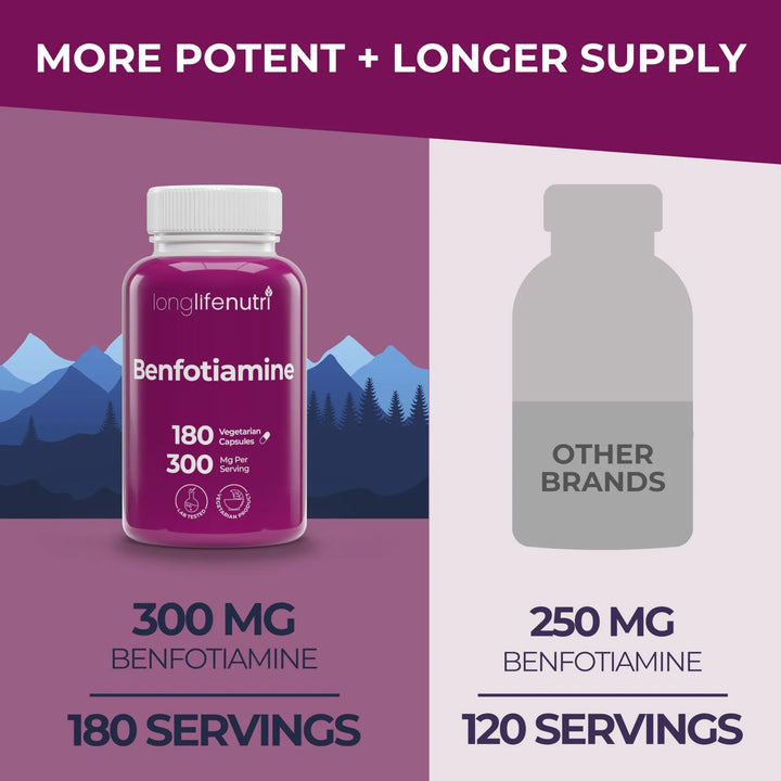 Benfotiamina 300 Mg 180 Cápsulas Vegetales Apoyo Nervios Cir - Imagen 3