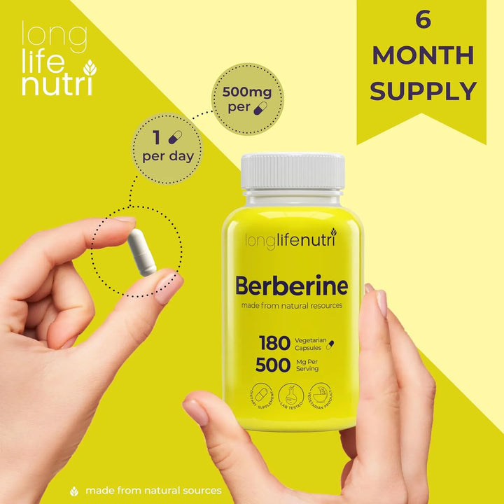 Berberina Hcl 500 Mg 180 Cápsulas Extracto Natural 1000 Mg P - Imagen 5