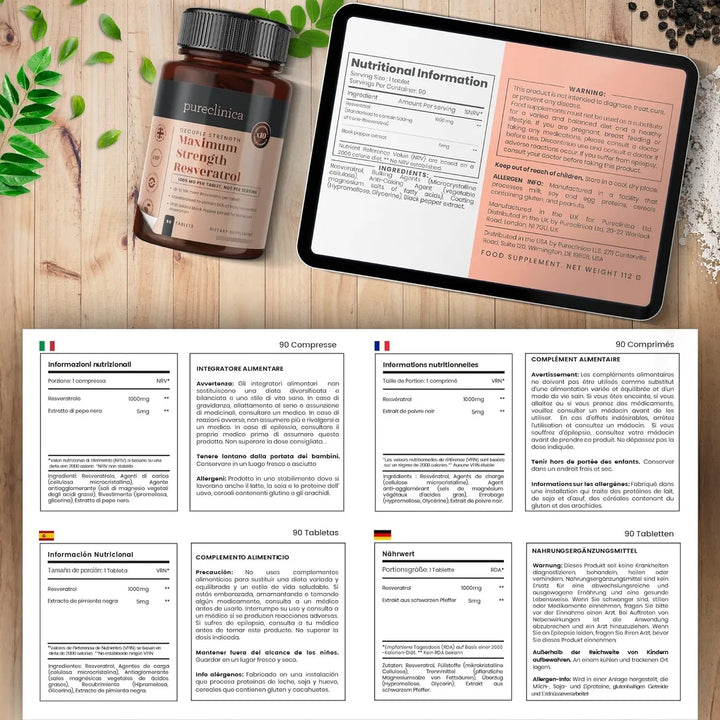 Resveratrol 1000 Mg 180 Tabletas Doble Botella 6 Meses Absor - Imagen 4