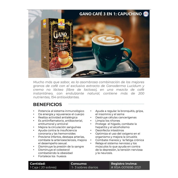 Gano Café 3en1 - G A $4524 Cappuccino - Imagen 8