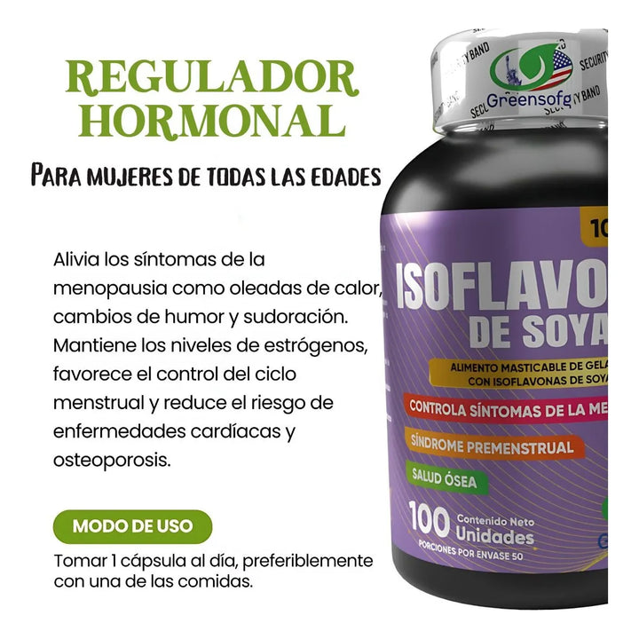 Isoflavonas De Soya Regulador Hormonal Menopausia Fem 1000mg - Imagen 6