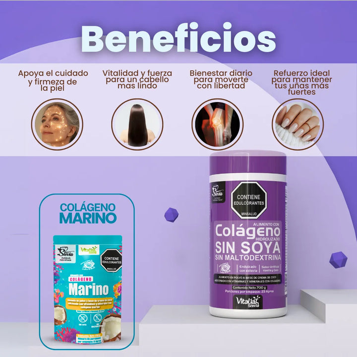 Kit Colágeno Hidrolizado Vitaliah Vainilla X1 + Doypack Marino - Imagen 2