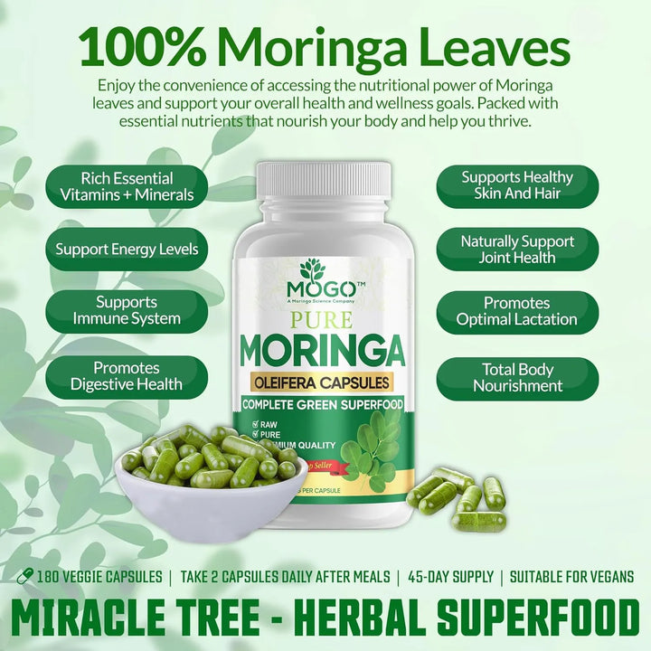 Cápsulas De Moringa Orgánica 180 Unidades Para Energía Inmun - Imagen 4
