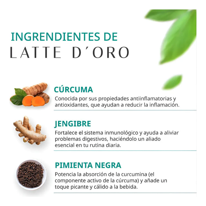 Leche Dorada Antiinflamatoria Cúrcuma Jengibre 300g Curcuma, Jengibre, Pimienta Y Crema De Coco - Imagen 4