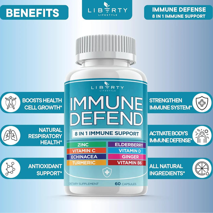 Cápsulas De Inmunidad 8 En 1 Con Equinácea Zinc 50 Mg Vitami - Imagen 8