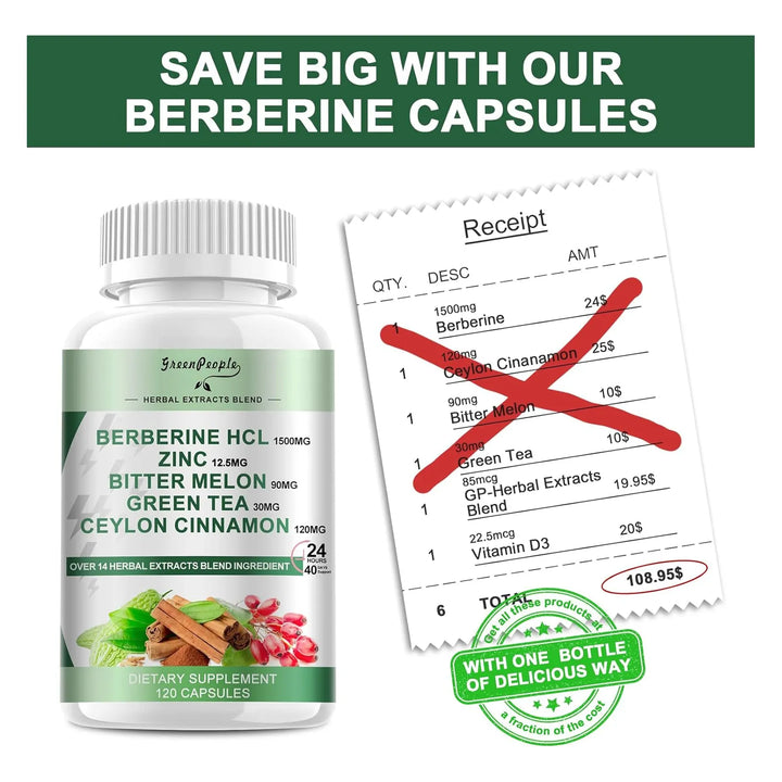 Cápsulas De Berberina 1500 Mg Con Canela De Ceilán Y Extract - Imagen 9