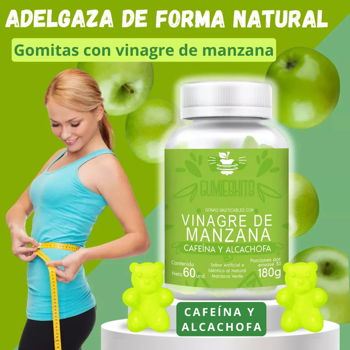 3 Gomas Vinagre Manzana Cafeína & Alcachofa Diuretico Adelgazante - Imagen 3