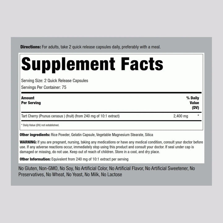 Cápsulas Extracto Cereza Ácida 2400 Mg 150 Píldoras Fruta Su - Imagen 2