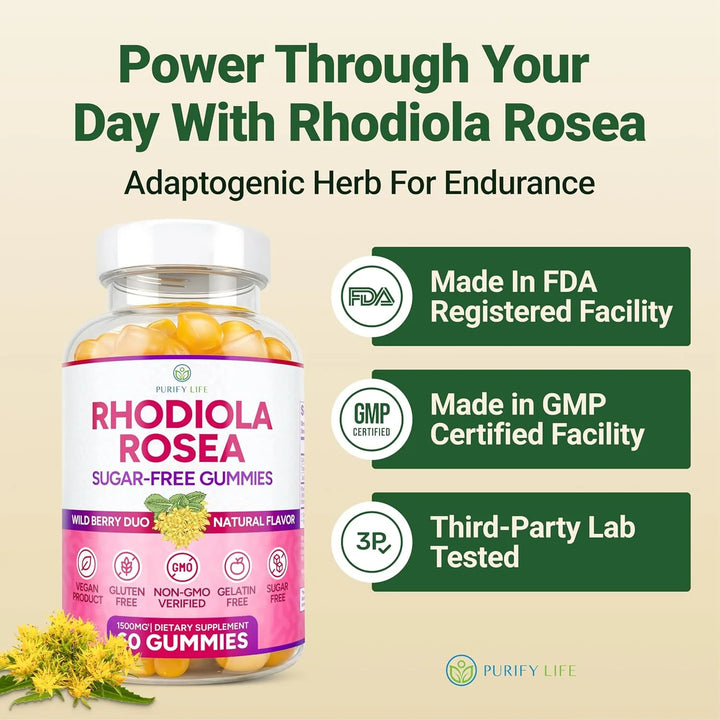 Gomitas Rhodiola Rosea 1500 Mg Adaptogénicas Sin Azúcar 60 P - Imagen 4