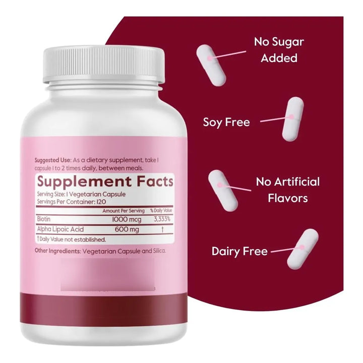 Ácido Alfa Lipoico 600 Mg Con Biotina 240 Cápsulas Naturales - Imagen 3
