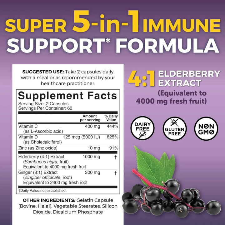 Cápsulas De Saúco Negro Con Vitamina C Y Zinc Para Adultos 5 - Imagen 3