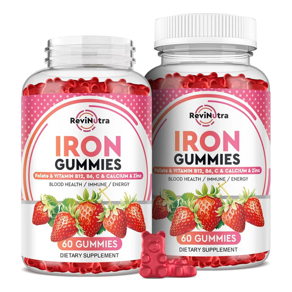 Gomitas De Hierro Calcio Zinc Folato Vitamina B12 C B6 Para - Imagen 1