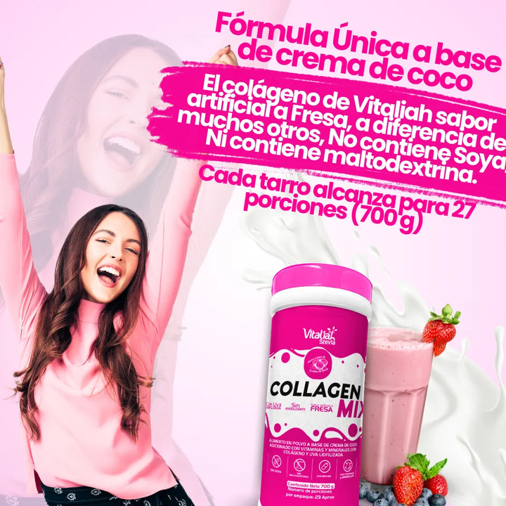 Kit Vitaliah Colágeno Hidrolizado Fresa X3 + Gotero Stevia 10ml - Imagen 5
