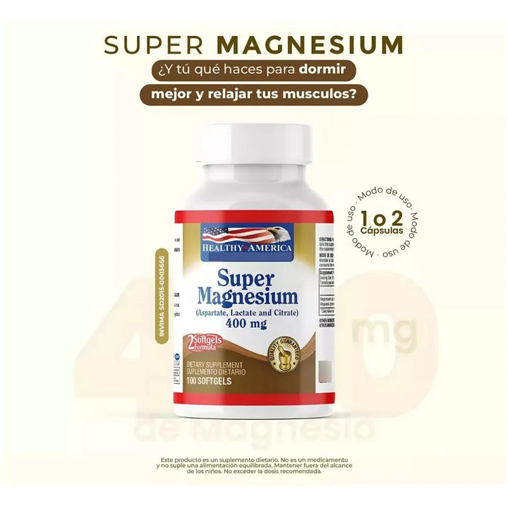 Super Magnesium 400mg 100 Softg - Unidad A $690 Sin Sabor - Imagen 3