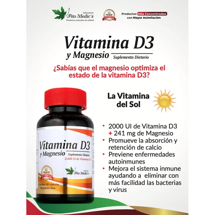 Vitamina D3 Con Magnesio Sin Sabor - Imagen 2