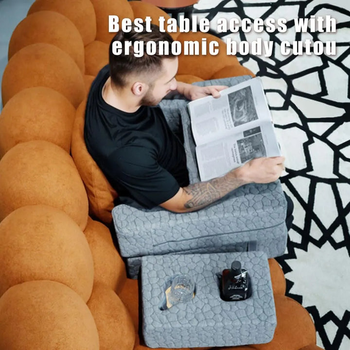 Almohada Extra Grande Ajustable Para Lectura Y Juegos Con Po Gris - Imagen 3