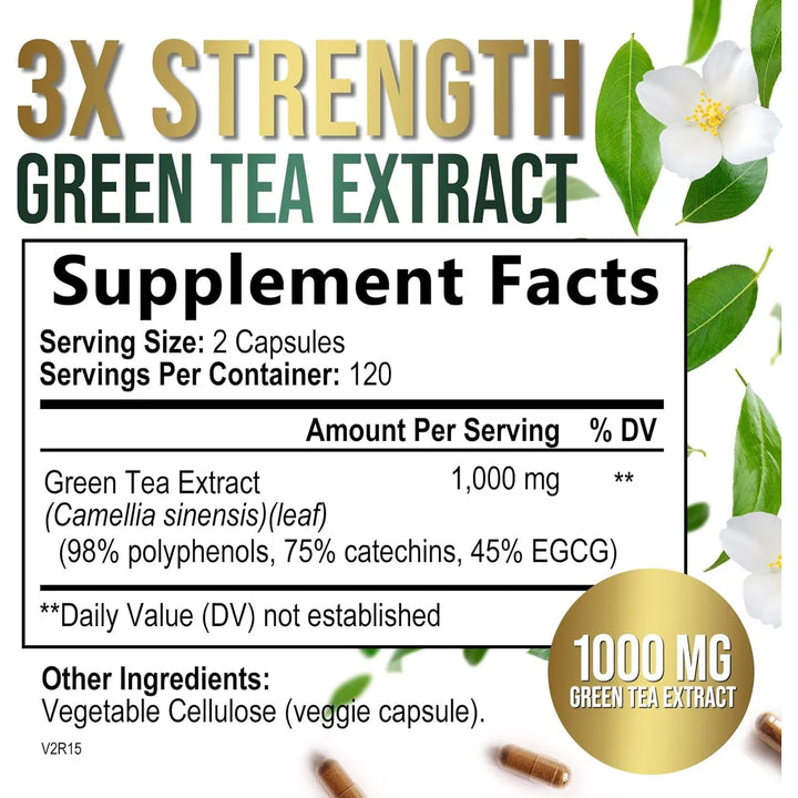 Cápsulas De Extracto De Té Verde 1000 Mg Con Egcg 98% Polife - Imagen 2