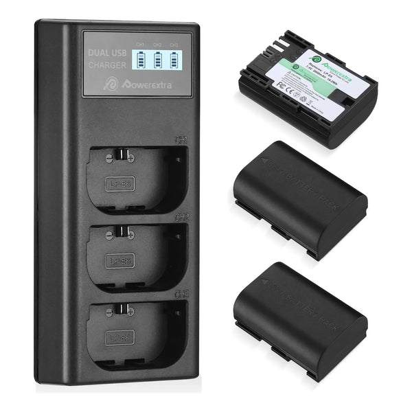 Baterias LP E6 Y LP E6N Con Cargador Triple Para Canon 5D 6D 7D 80D EOS R