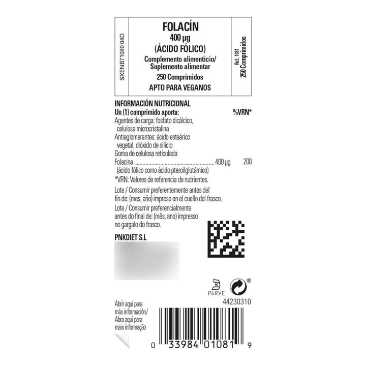 Folate 666 Mcg Dfe 250 Tabletas Salud Cardíaca Apoyo Prenata - Imagen 3