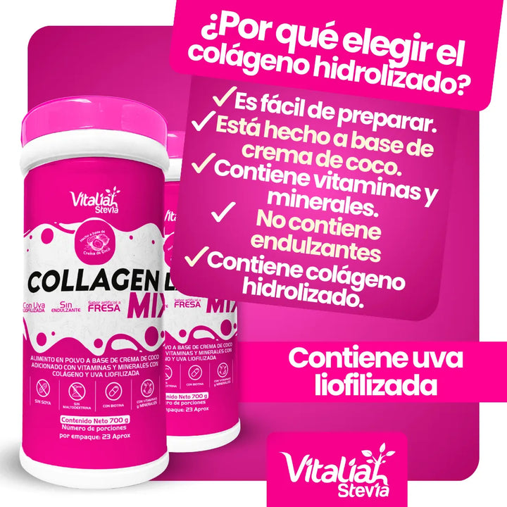 Kit Vitaliah Colágeno Hidrolizado Fresa X3 + Gotero Stevia 10ml - Imagen 6