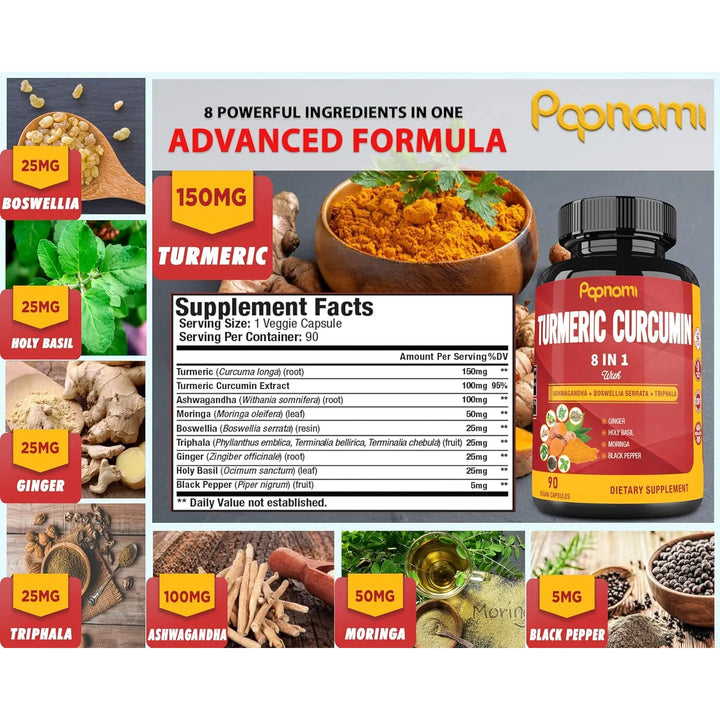 Cápsulas De Curcumina De Cúrcuma 8100 Mg 90 Dosis Respaldo I - Imagen 2