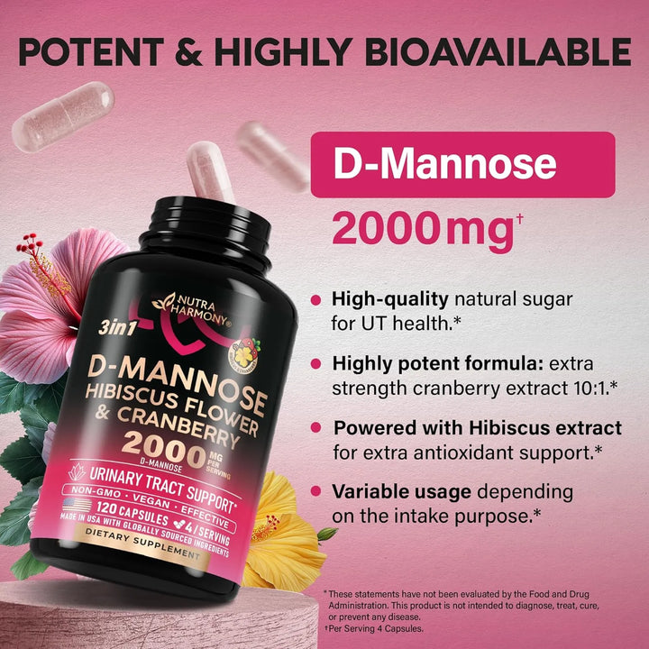 Cápsulas De D-mannose 2000 Mg Salud Tracto Urinario Apoyo Na - Imagen 6