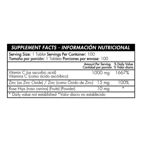 Vitamin C 1000 Mg Vitamina C + Zinc Healthy America 100 Capsulas Natural Acido Ascorbido  - Imagen 2