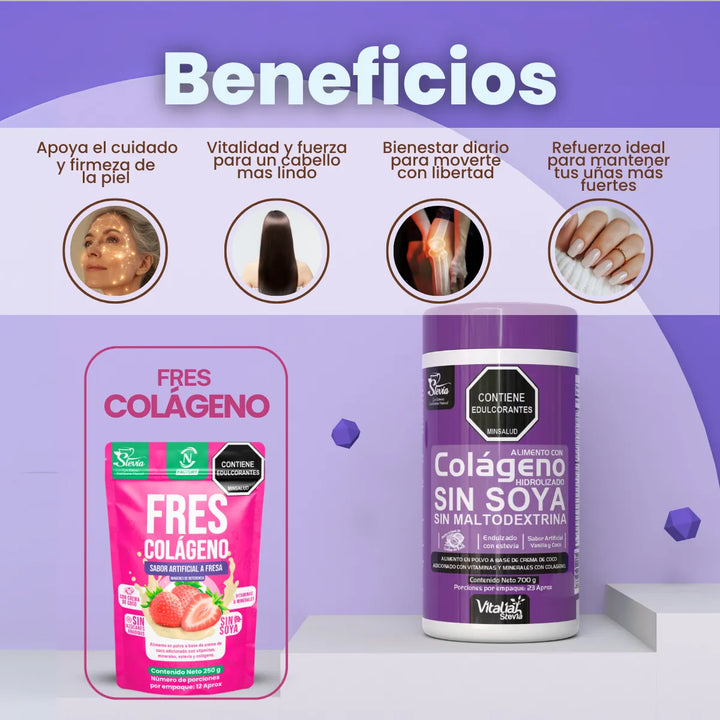 Kit Colágeno Hidrolizado Vitaliah Vainilla X1 + Doypack Fresa Nf - Imagen 2