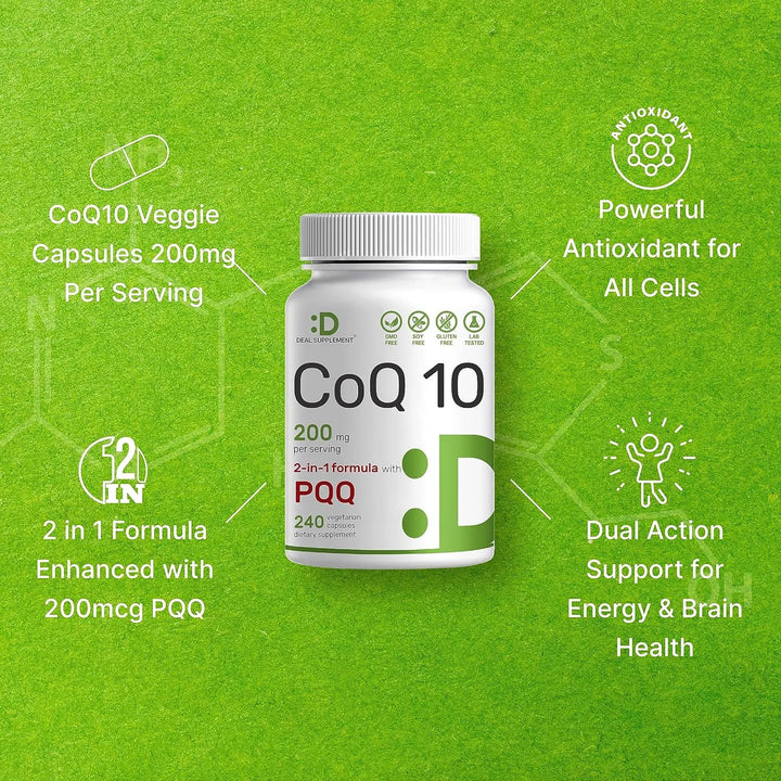 Coenzima Q10 200mg Y Pqq 200mcg 240 Cápsulas Vegetales Antio - Imagen 4