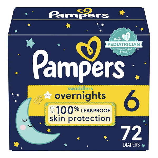 Pañales Nocturnos Pampers Swaddlers Overnights Talla 6 X 72 Unidades Protección Antifugas